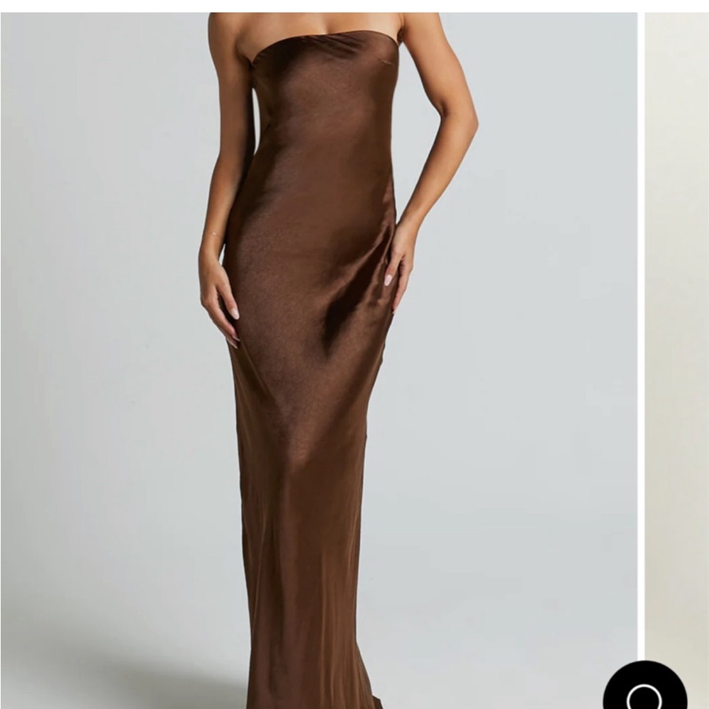 Showpo Chocolate Strapless Gown